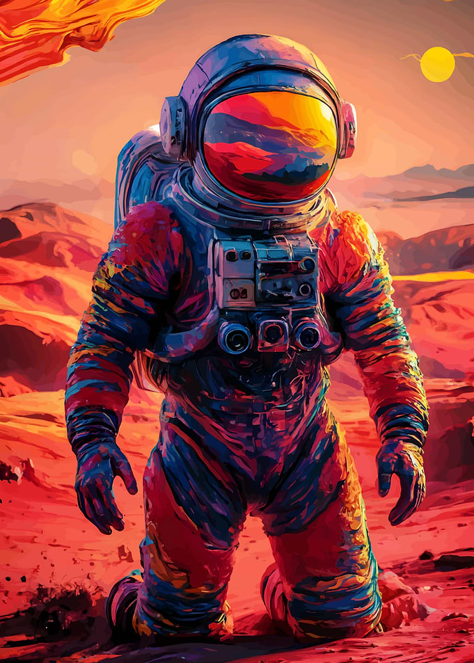 Astronaut on Mars, Colorful Suit