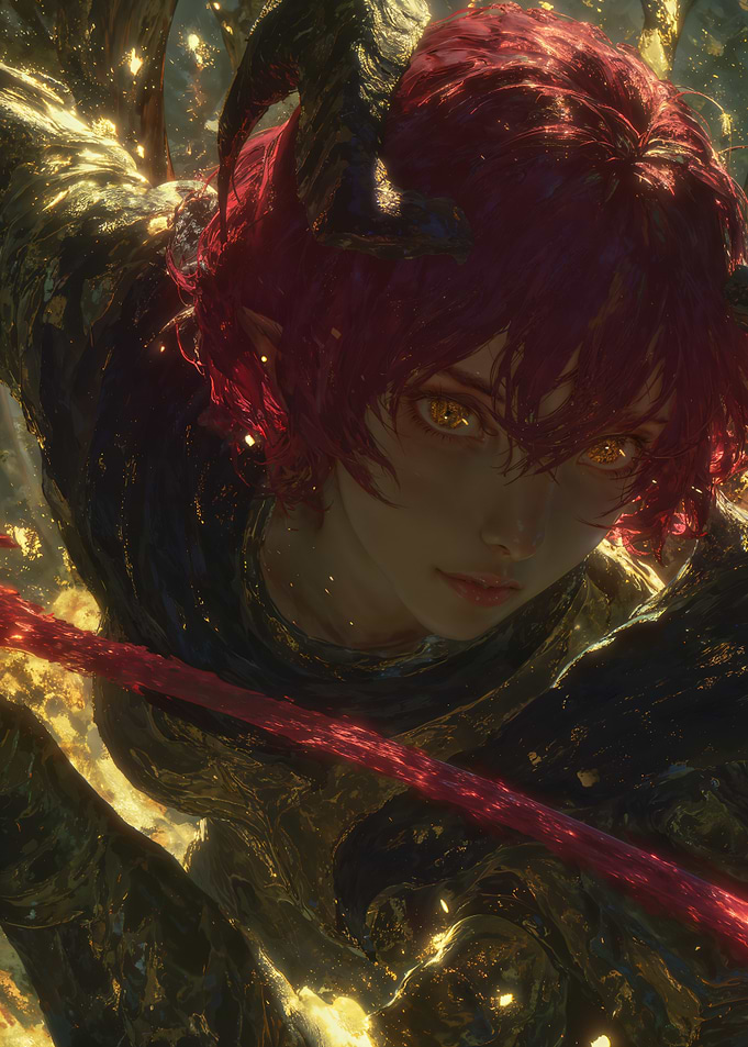 Demon Girl with Red Hair