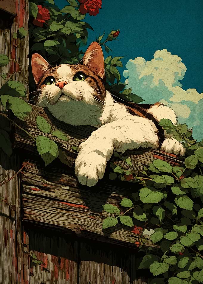 Cat in Roses