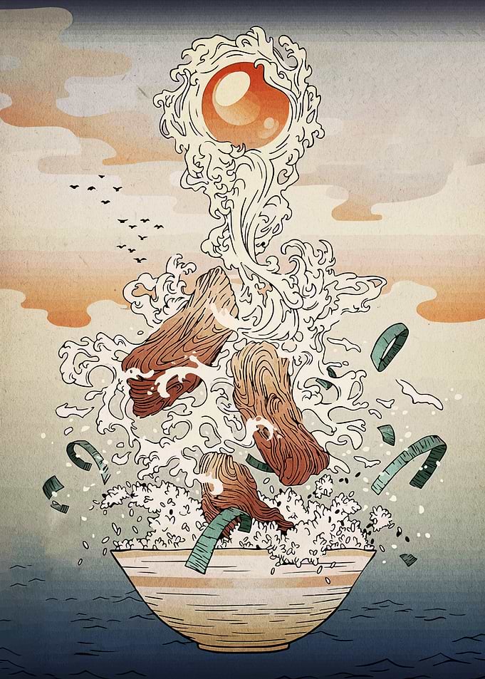 Ramen Bowl Explosion Art