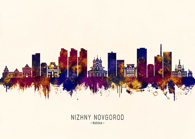 Nizhny Novgorod Skyline Watercolor
