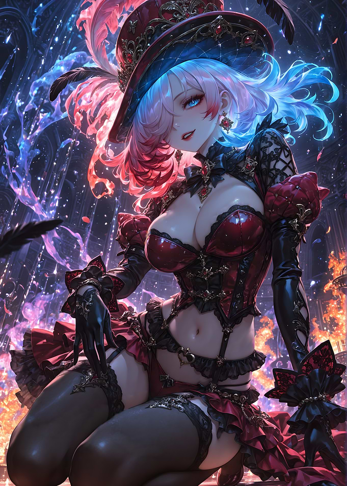 Anime Girl in Red and Black Outfit