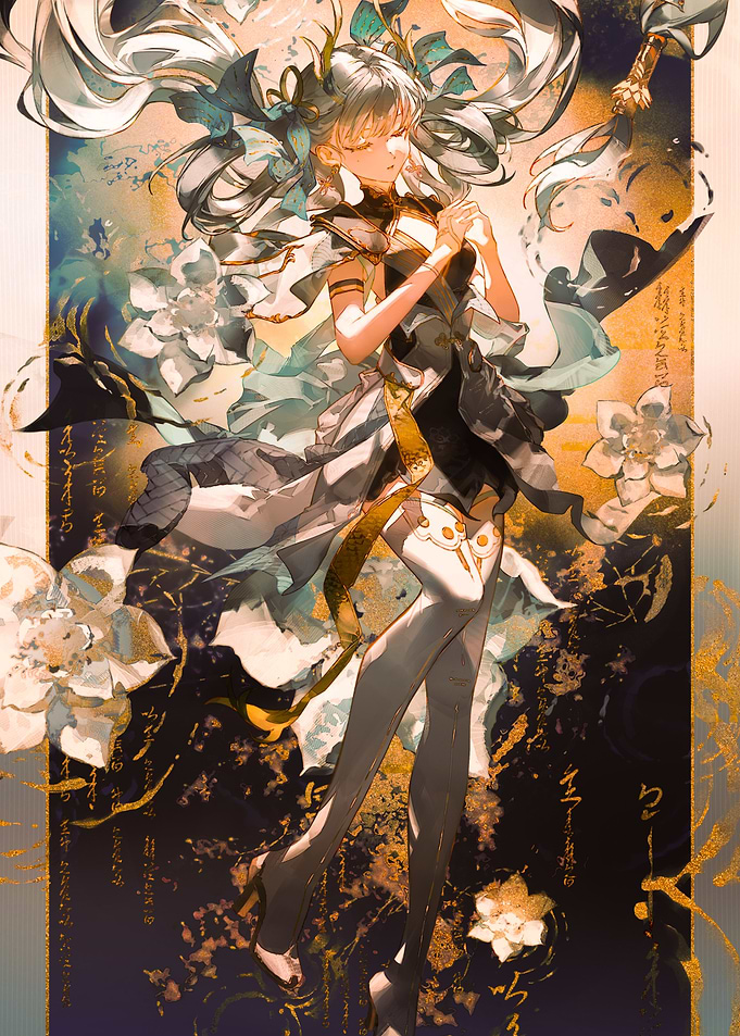 Elegant Girl with Floral Background