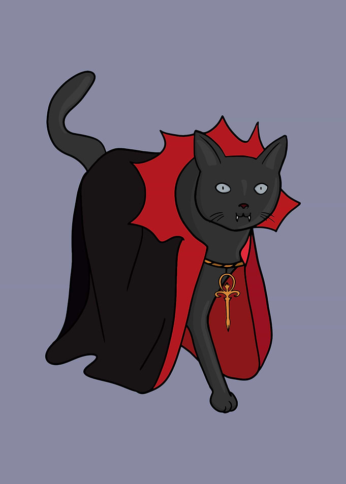 Vampire Cat Cartoon Illustration