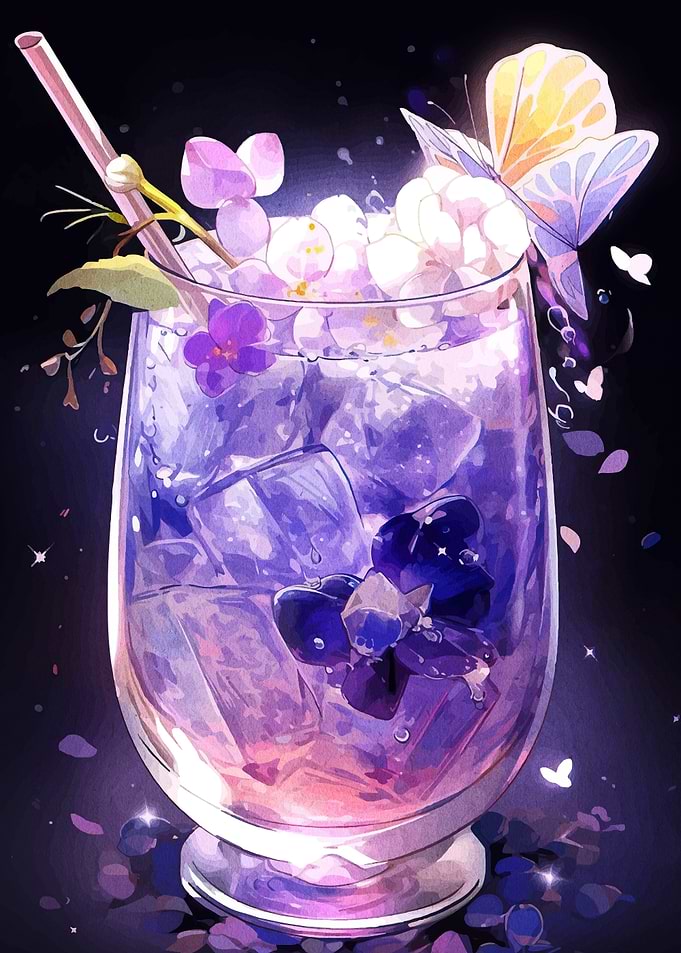 Floral Drink with Butterfly