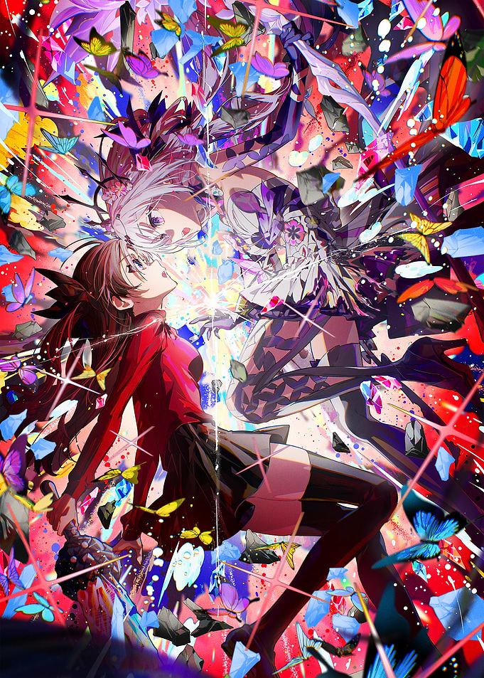 Anime Girl with Butterfly Background