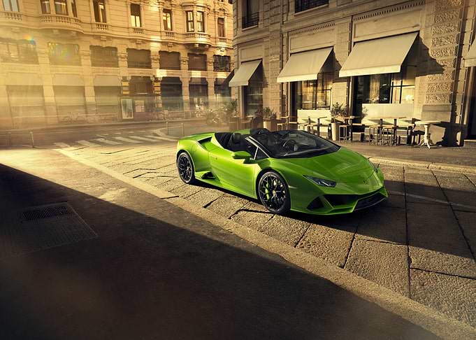 Green Lamborghini Huracan Evo Spyder