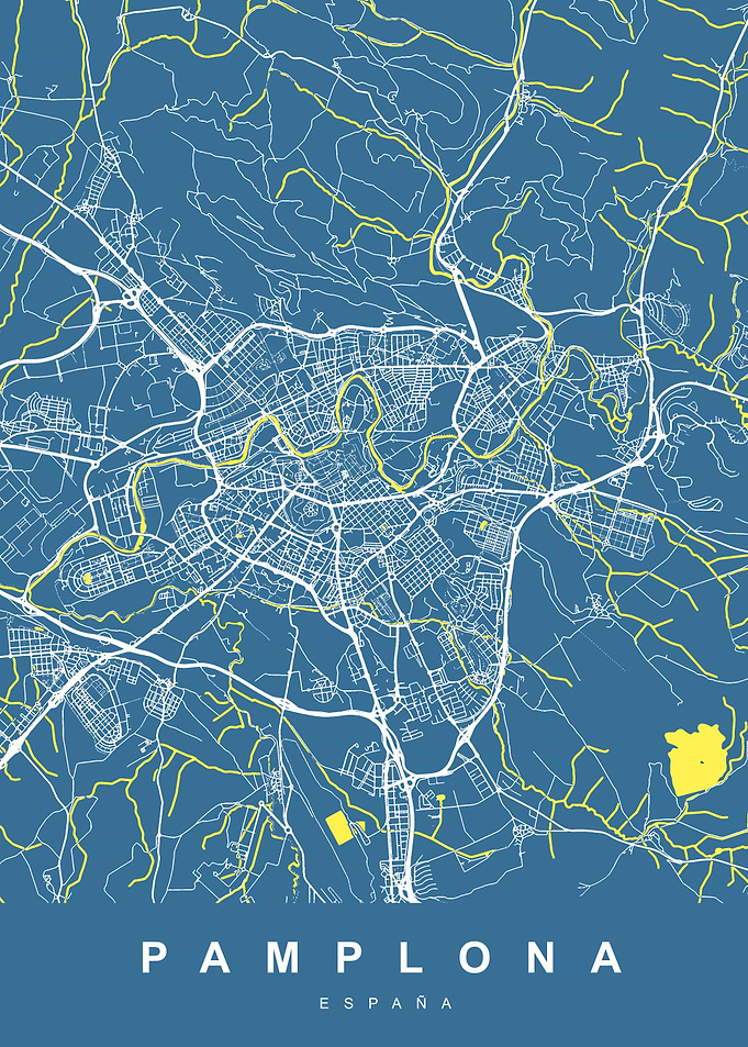 Pamplona, Spain City Map Art
