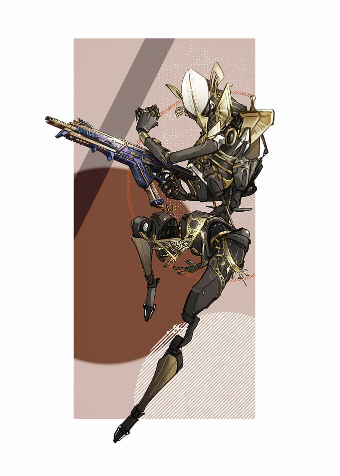 Stylized Robot Warrior with Gun