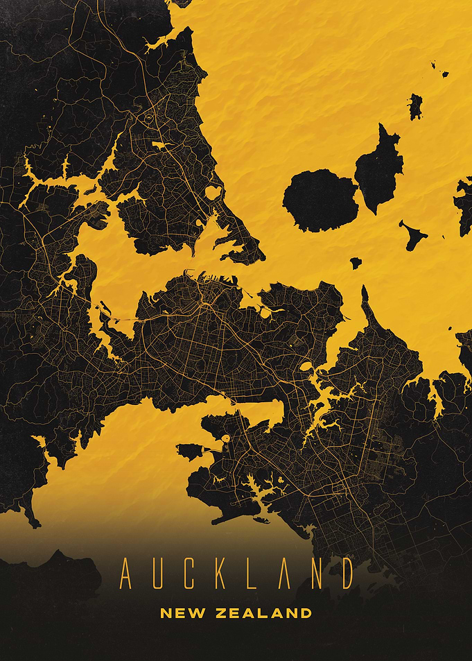 Auckland, New Zealand City Map Artwork - Modern Minimalist Street Map of Auckland's Iconic Urban Landscape