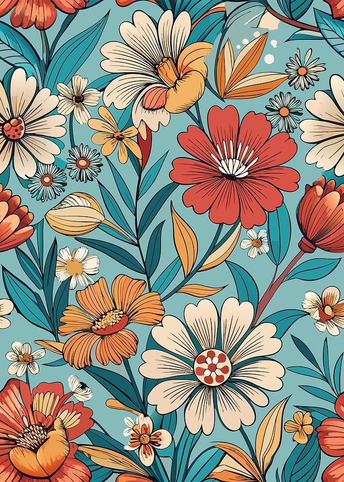 Floral Pattern with Retro Style