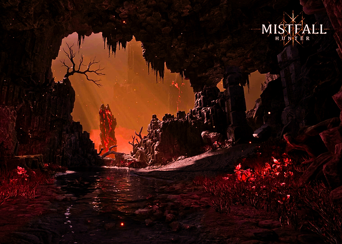 Mistfall Hunter: Volcanic Cave Landscape