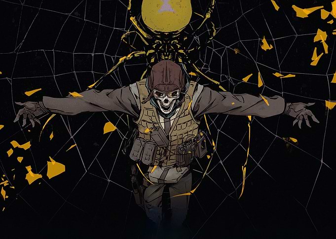 Skull Soldier in Spiderweb Illustration