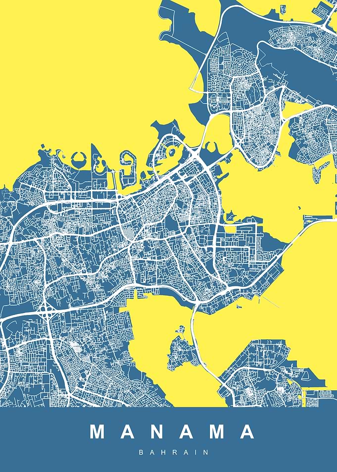 Manama, Bahrain City Map Art