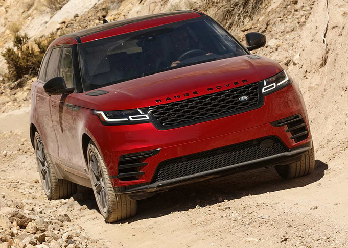 Red Range Rover Velar Off-Road