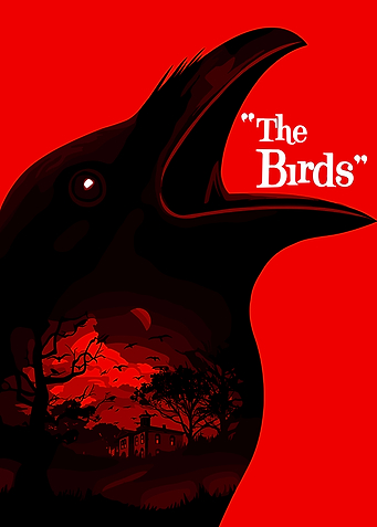 The Birds Movie Poster Red Black