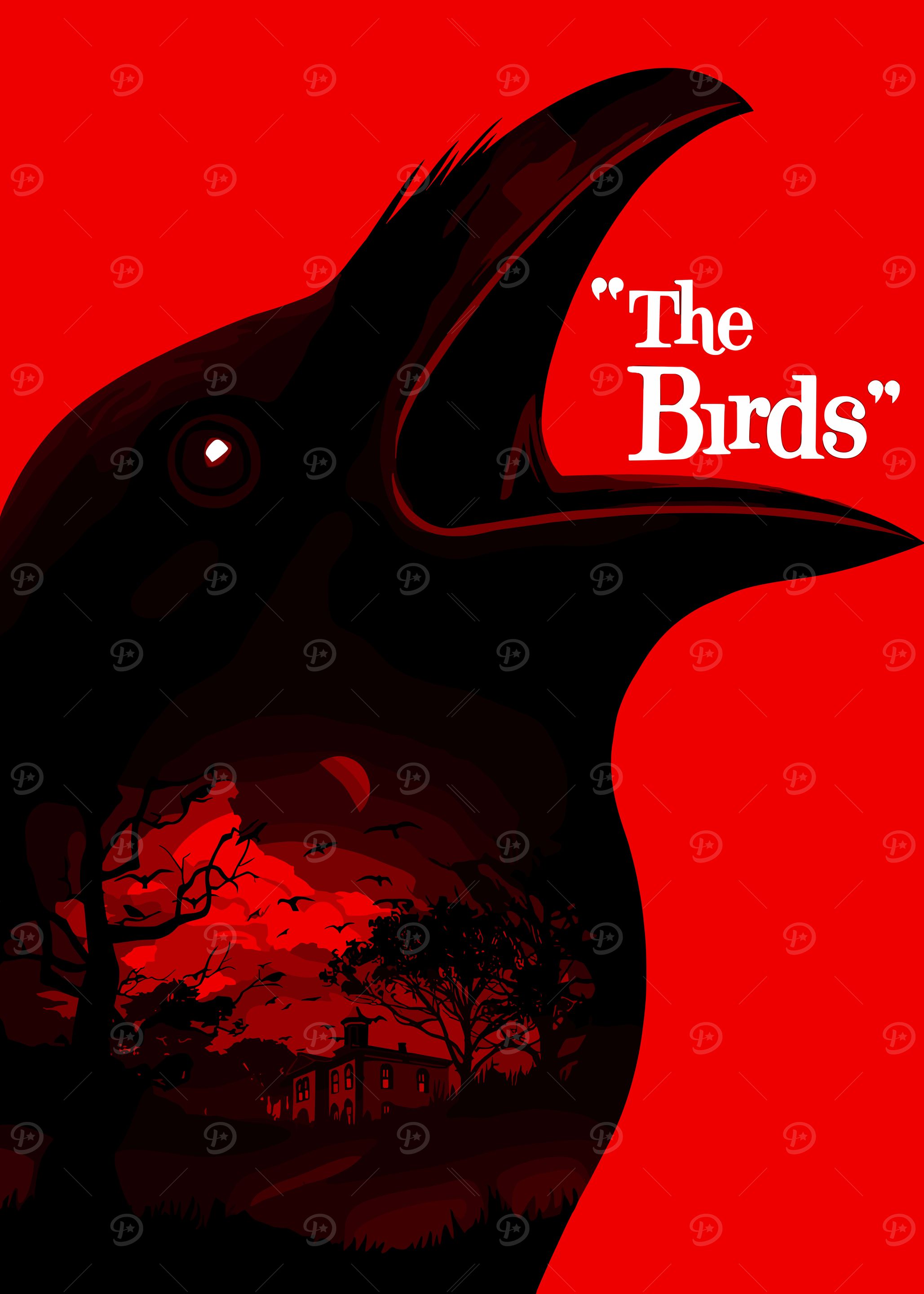 The Birds Movie Poster Red Black
