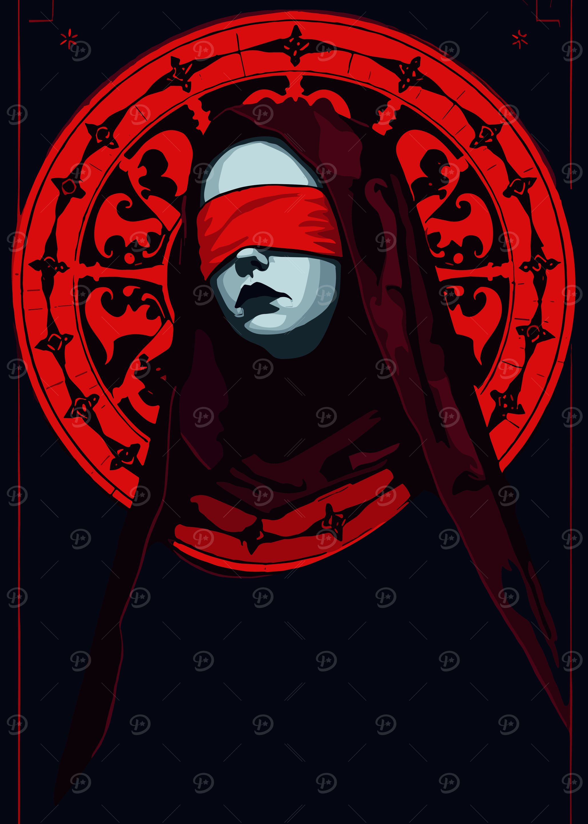 Blindfolded Woman with Red Ornament