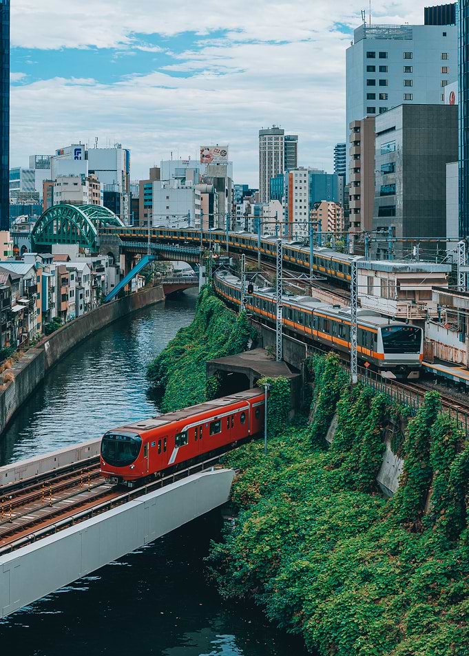 Urban Trainscape in Tokyo, Japan
