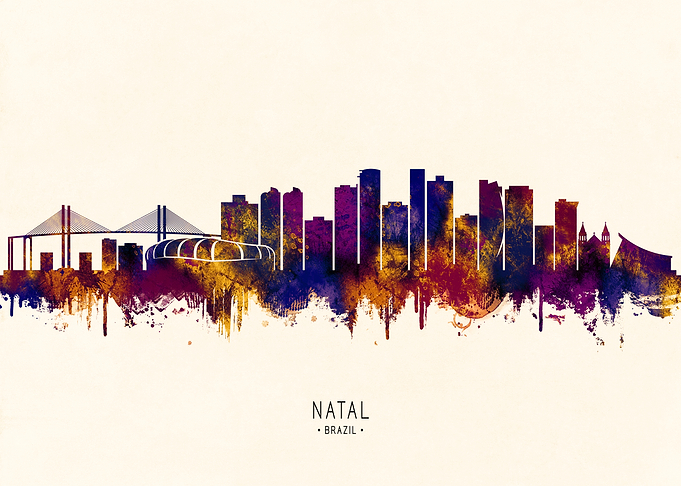 Natal, Brazil Skyline Watercolor