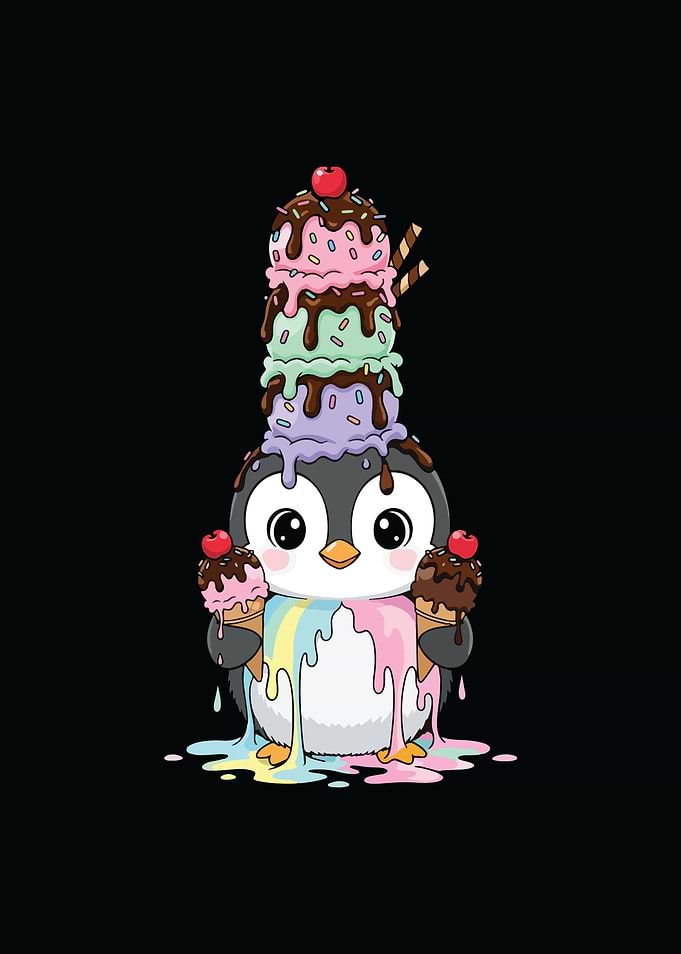 Ice cream penguin dripping