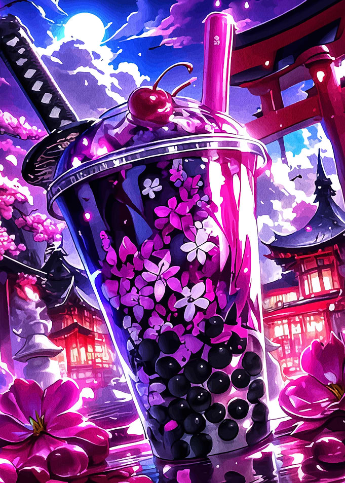 Sakura Boba Tea with Katana