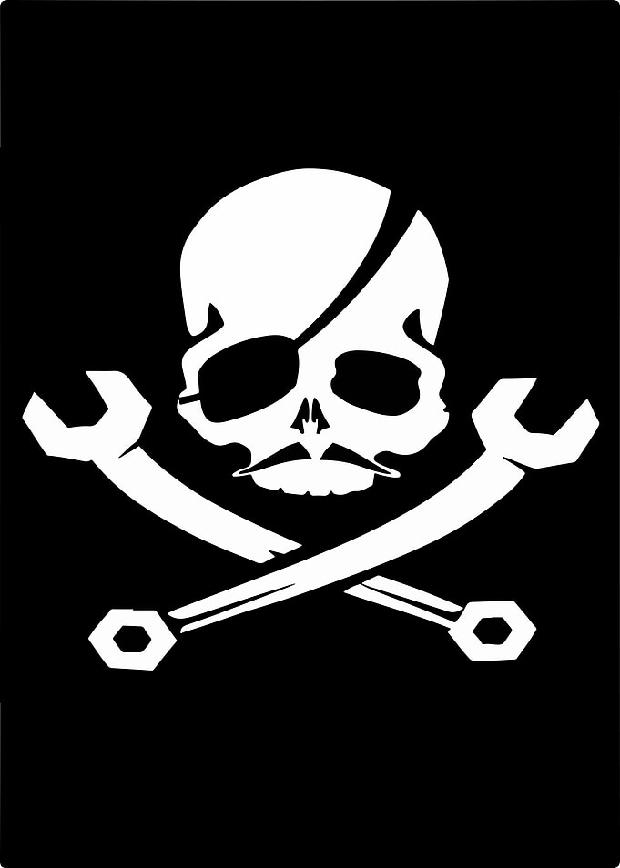 Skull and Wrenches Pirate Symbol