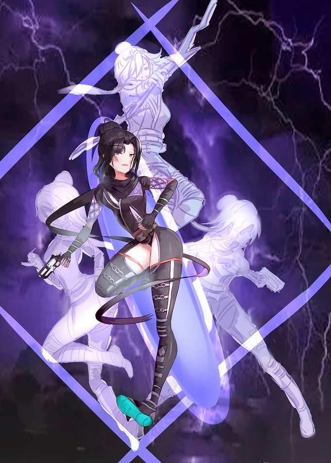 Anime Character with Ghostly Figures