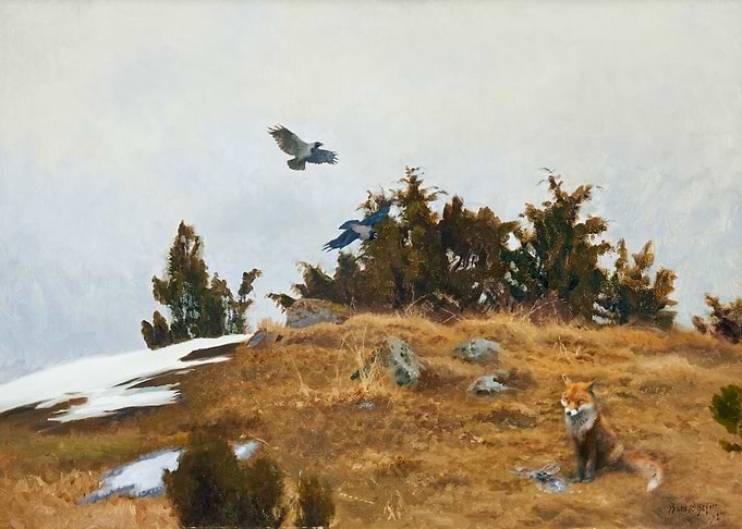 Fox and Crows in a Landscape