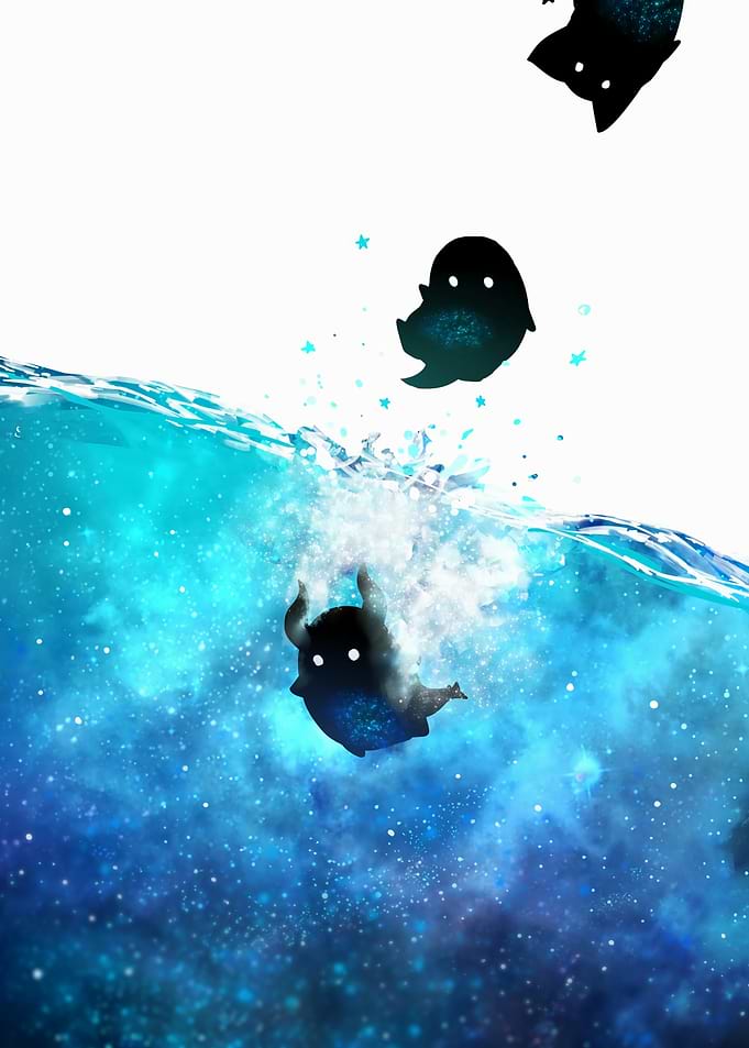 Underwater Creatures in Blue Space