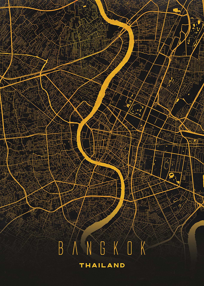 Bangkok, Thailand City Map Artwork - Modern Minimalist Street Map of Bangkok's Iconic Urban Landscape