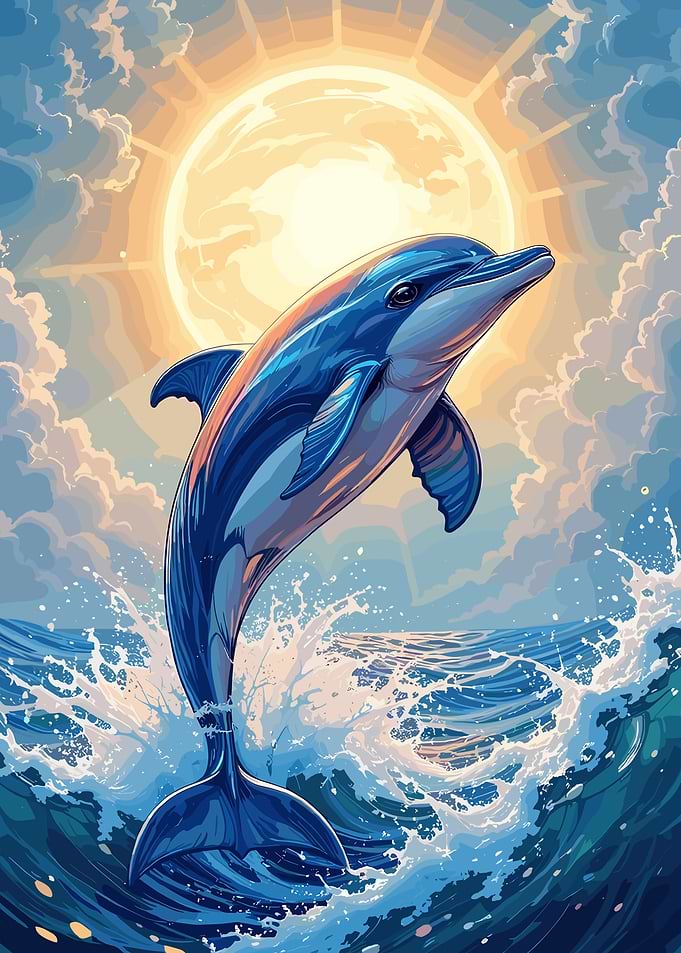 Leaping Dolphin in Ocean Sunlight