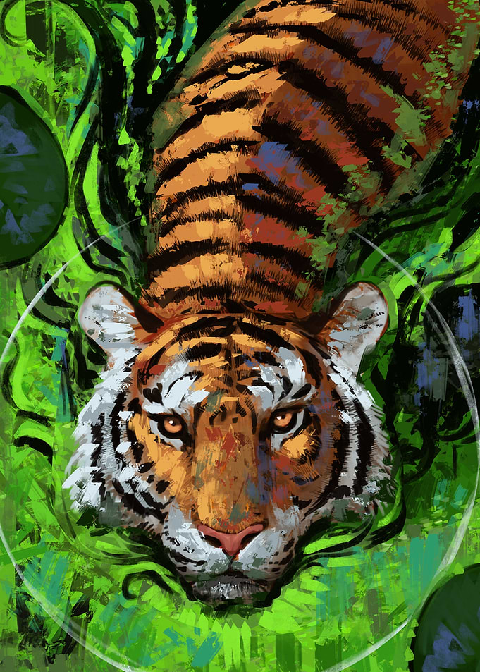 Tiger in the pond