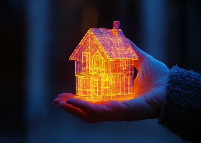 Glowing House in Hand