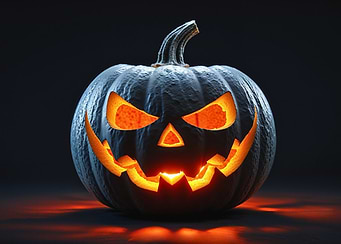 Illuminated Halloween Pumpkin with Spooky Face