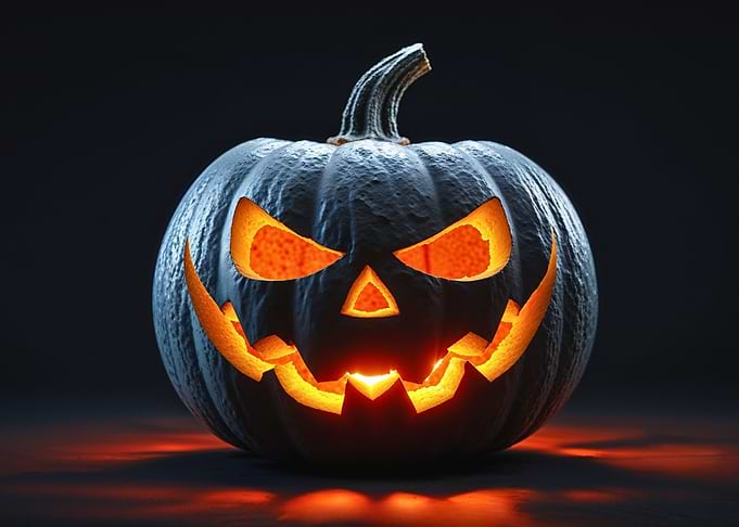 Illuminated Halloween Pumpkin with Spooky Face