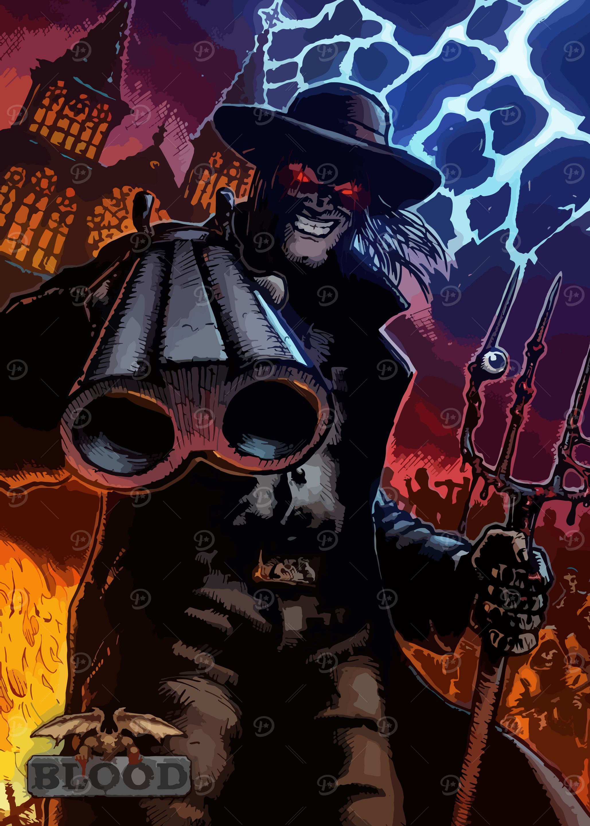 Blood: Caleb with shotgun and pitchfork