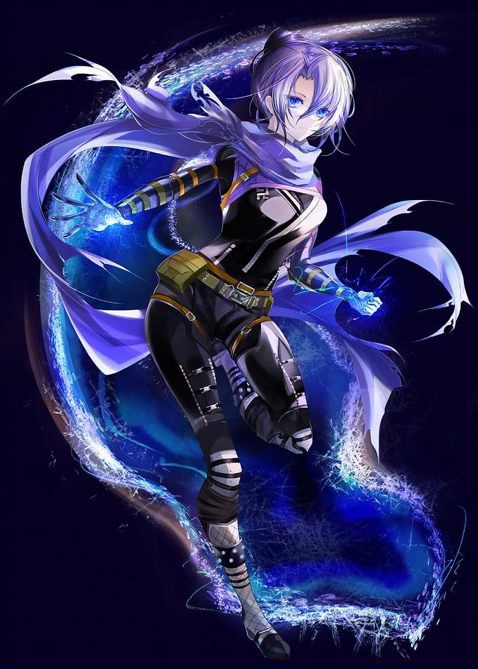 Anime Girl with Blue Energy