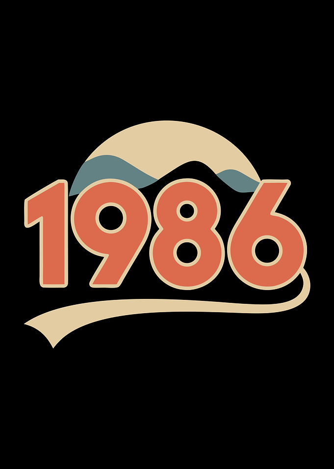 Retro 1986 Design on Black Background