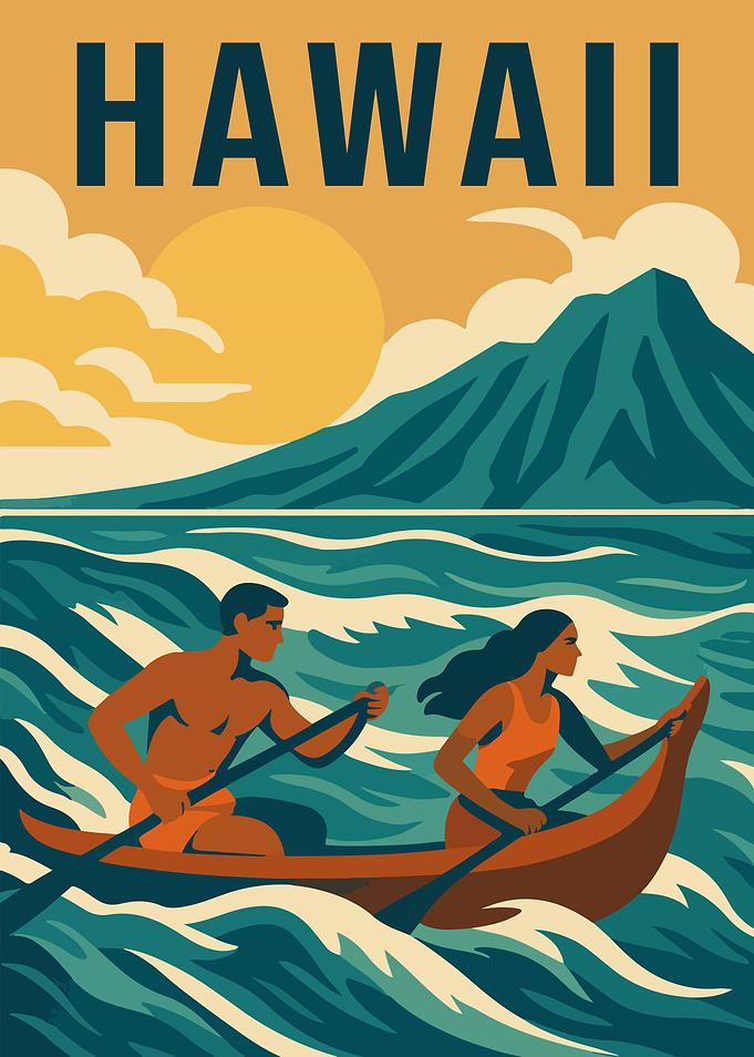 Hawaii Vintage Travel Poster