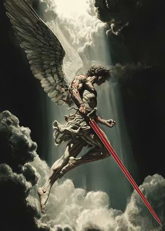 Fallen Angel with Red Sword