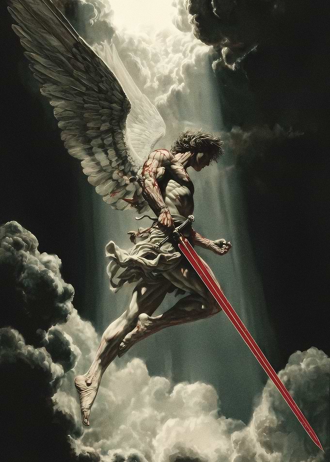 Fallen Angel with Red Sword