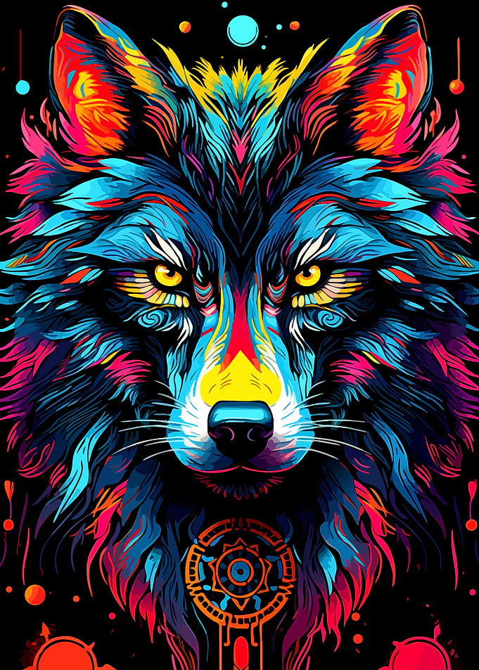 Colorful Wolf Portrait