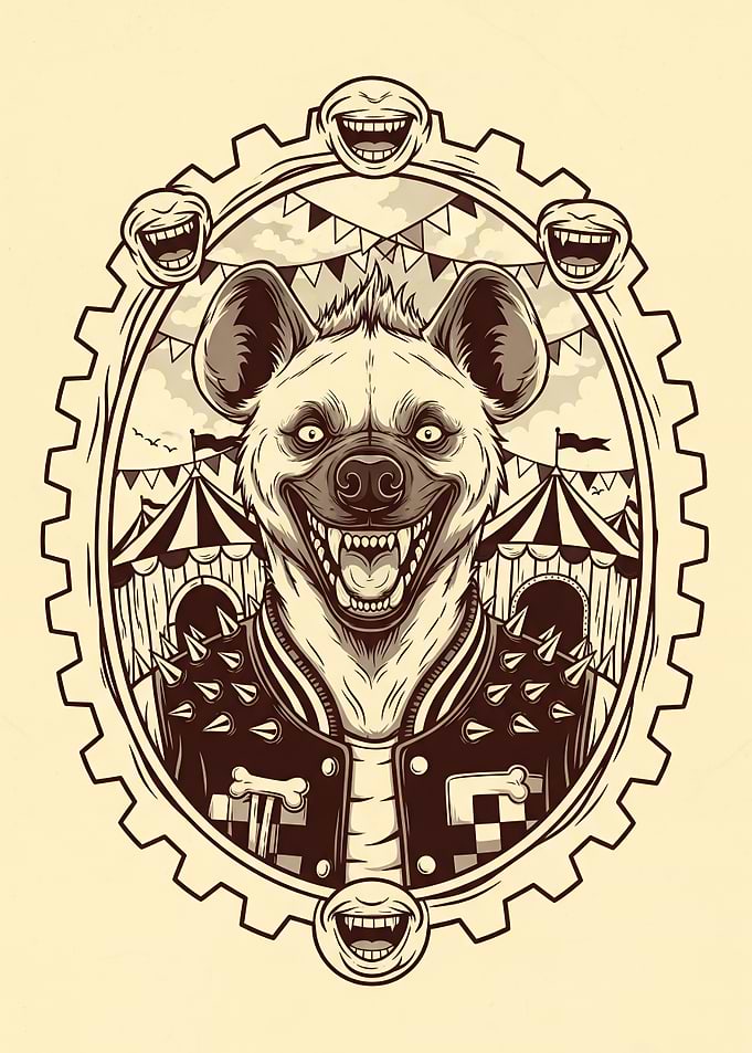 Cackling Hyena in Studded Jacket