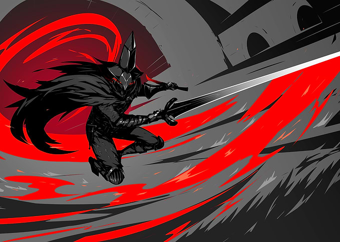 Dark Knight with Sword in Action