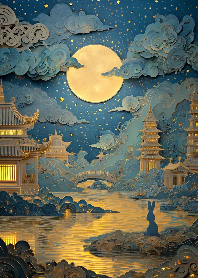 Mid-Autumn Festival Night Landscape