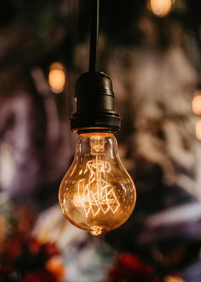Hanging Light Bulb with Warm Glow