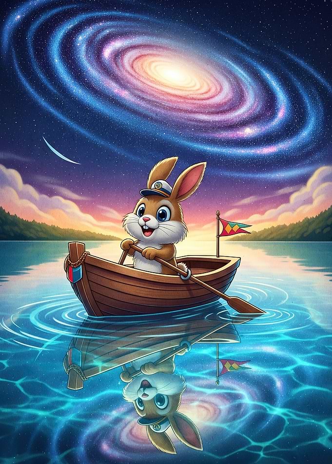 Rabbit Boat Under Galaxy