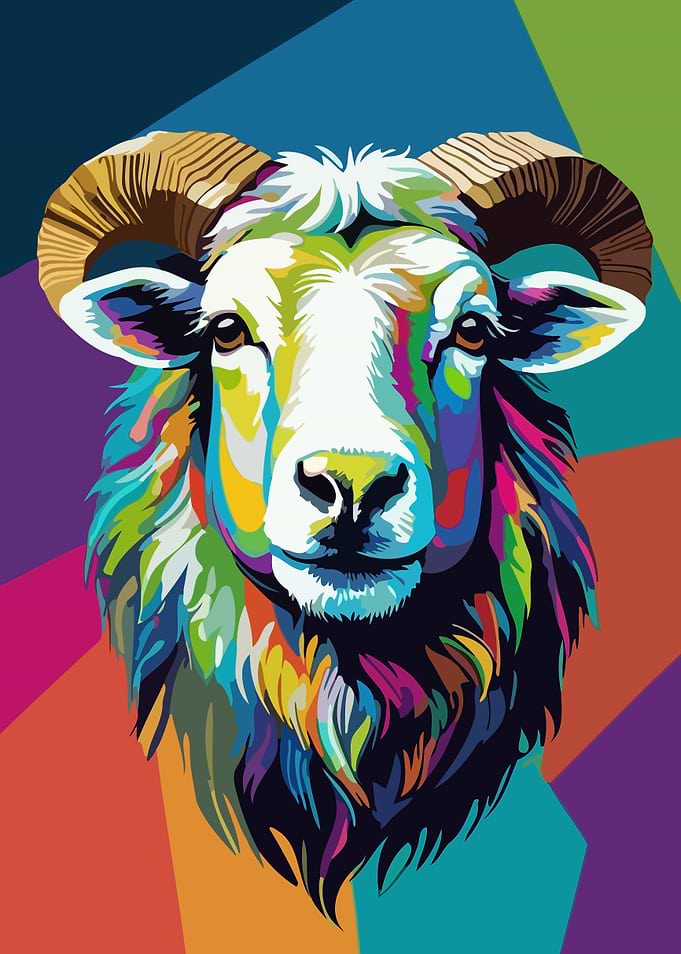 Colorful Ram Portrait Pop Art Style