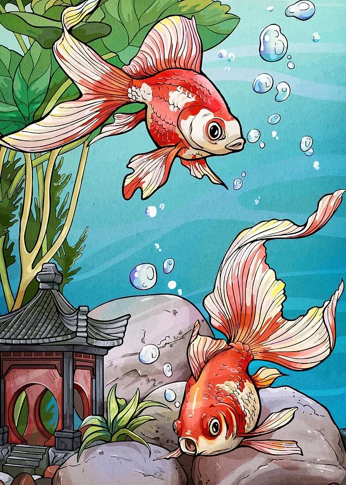 Two Goldfish Aquarium